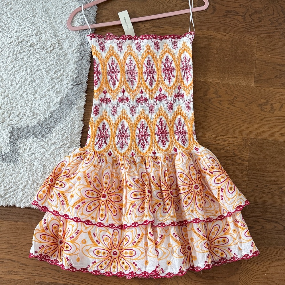 Francesca's White Sundress with Yellow & Red Embroidery
